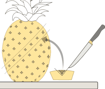 Ananas Tranché Sur Une Planche à Découper Avec Une Vue Latérale D